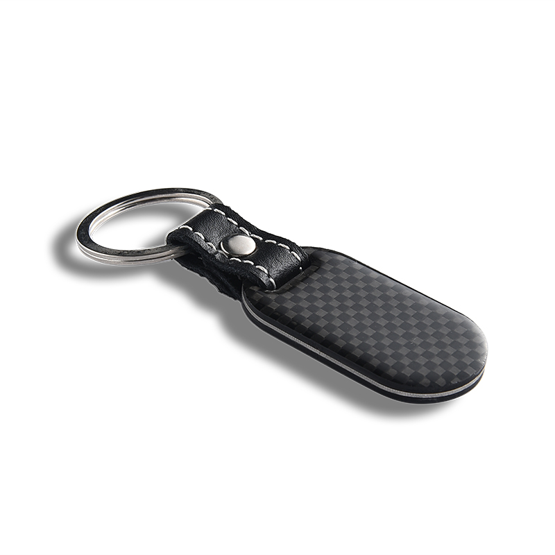 Refined oval-shaped carbon fiber keychain design