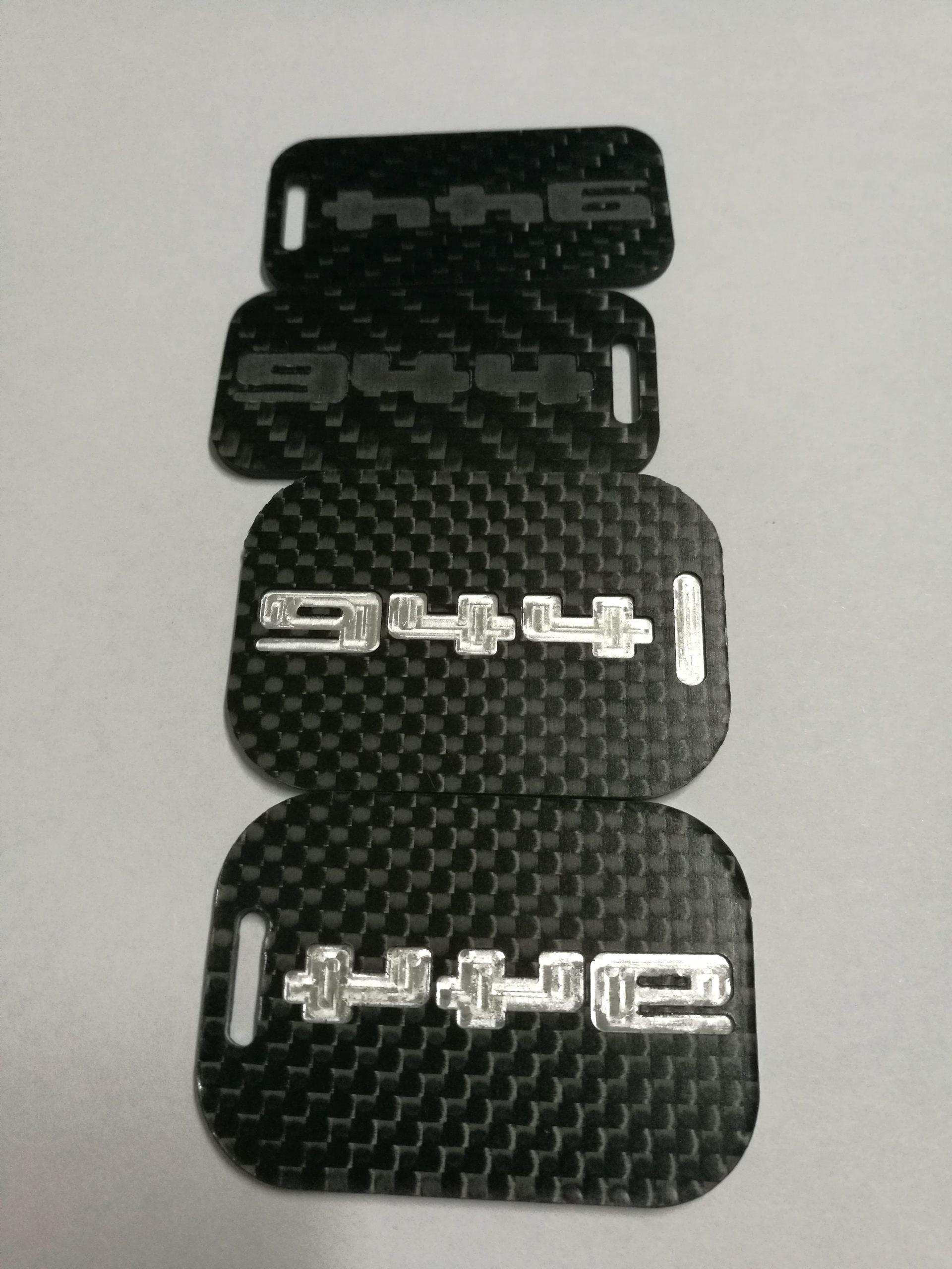 Custom Porsche 944 carbon fiber keychain sample